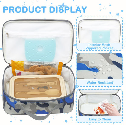FlowFly Kids Lunch box Insulated Soft Bag Mini Cooler Back to School Thermal Meal Tote Kit for Girls, Boys, Astronaut - Colors A
