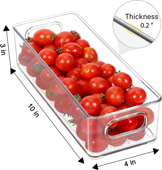 Set of 8 Refrigerator Pantry Organizer Bins - Stackable Fridge Organizers with Handles for Pantry, Freezer, Kitchen, Countertops, Cabinets - Clear Plastic Food Storage Bins