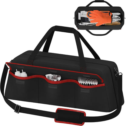 Grill Tool Storage Bag,Grill Utensil Storage Bag for Barbecue Tool up to 22",BBQ Utensil Storage Caddy with Pockets,Barbecue Utensil Case for Outdoor Grilling, Camping, Bag Only