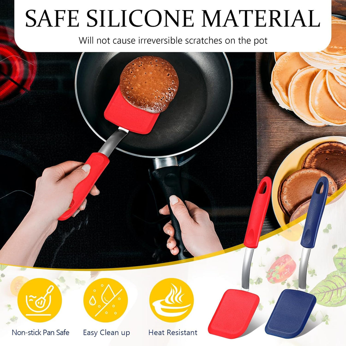 2Pcs Mini Silicone Cookie Brownie Spatula, Solid Flat, Khaki