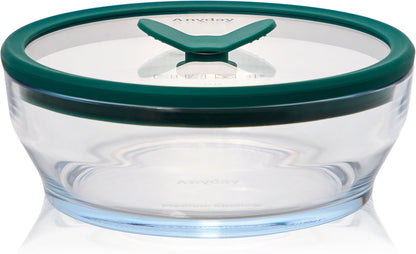 Anyday 4-Cup Glass Microwave Steamer & Food Storage (Clear Black Sesame)