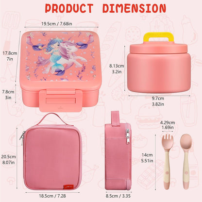 JXXM Bento Lunch Box for Kids With 8oz Soup thermo,Leak-proof Lunch Containers with 5 Compartment,thermo Food Jar and Lunch Bag, Food Containers for School (A-Blue(Extreme Locomotive))