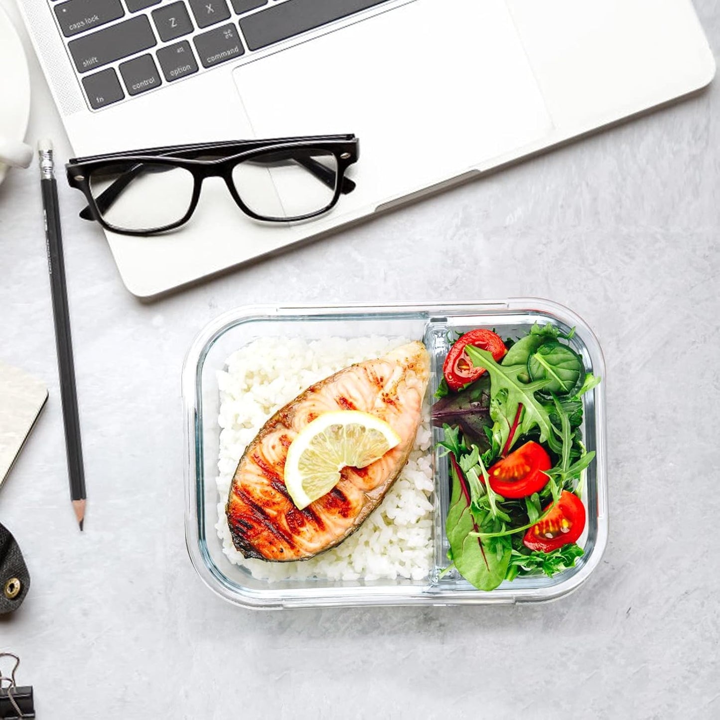 [10-Pack] 1 Compartment Glass Meal Prep Containers with Lids, [5-Pack,36 Oz] Glass Meal Prep Containers 2 Compartments with Lids