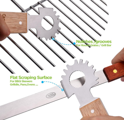 Magnetic BBQ Grill Scraper Tool Beer Bottle Opener Works with Most Grills Griddle Or Oven Grates Bristle Free Grill Grate Cleaner Barbeque BBQ Grill Accessories Stainless Steel for Fridge