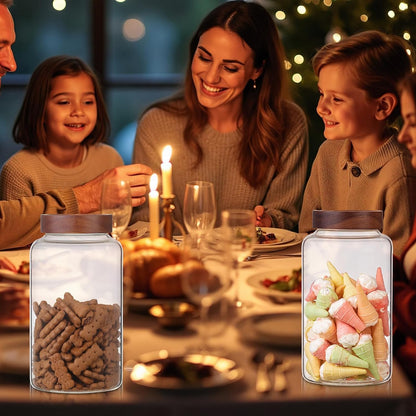6 pc Glass Spice jars Glass Jars with Screw Lid 5 oz Acacia Wood Glass Herb Sugar Coffee Bean Ground Container Food Storage Canister for Candy Pantry Tea Seasoning Meal Prep Snack (6*150ml(5oz))