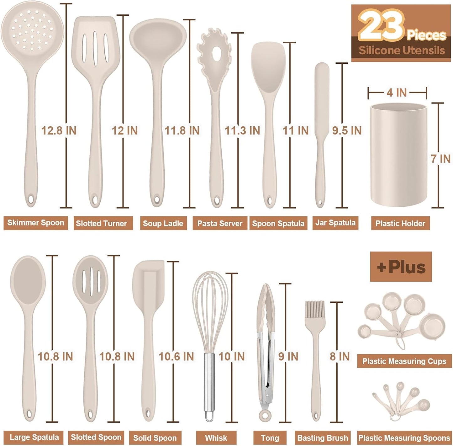 E-far Silicone Cooking Utensils Set, 7-Piece Black Heat Resistant Kitchen Utensils Set, Kitchen Nonstick Tools Spatula Ladle Spoon Pasta Server for Non-stick Cookware, Non-Toxic & Dishwasher safe