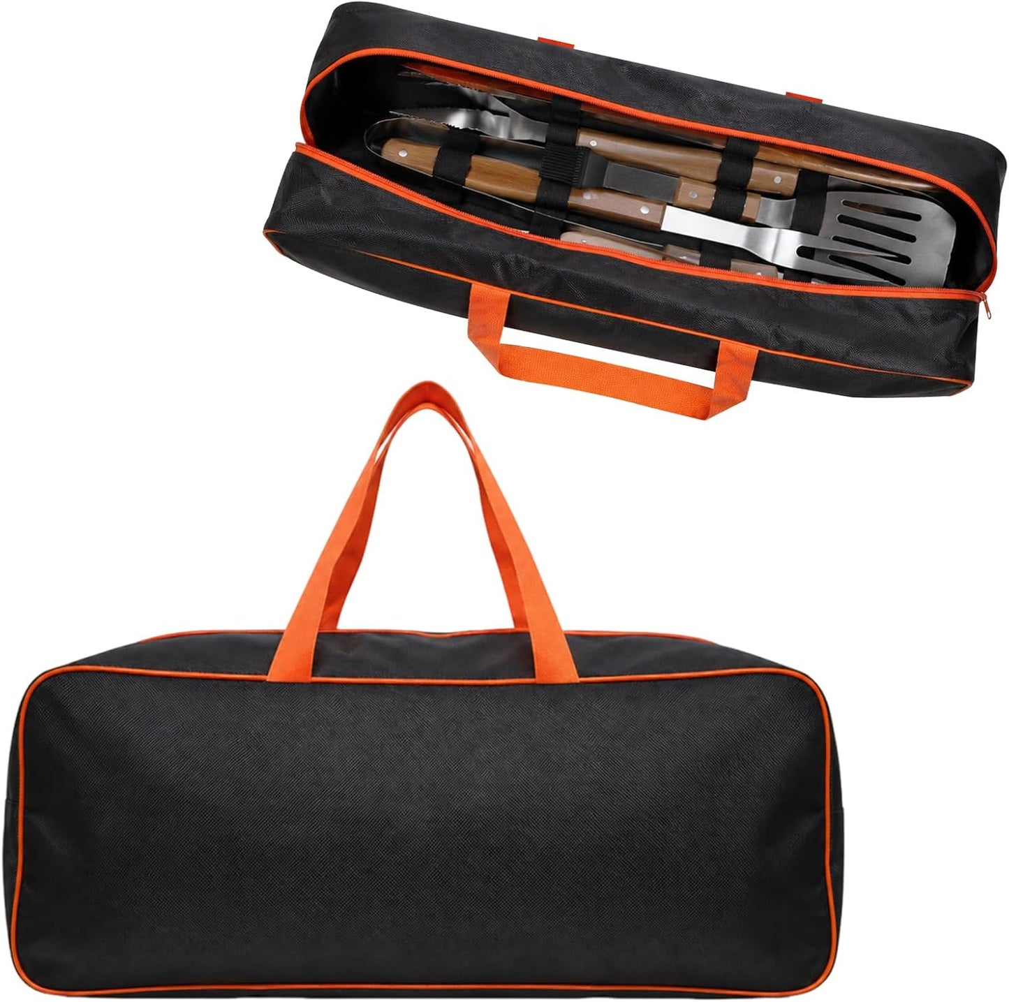 Large Grill Tool Storage Bag 24"x8"x8" 1680D Oxford Heavy Duty BBQ Utensil Storage Bag Portable Outdoor Grill Accessories Organizer for Camping Backyard Barbecue