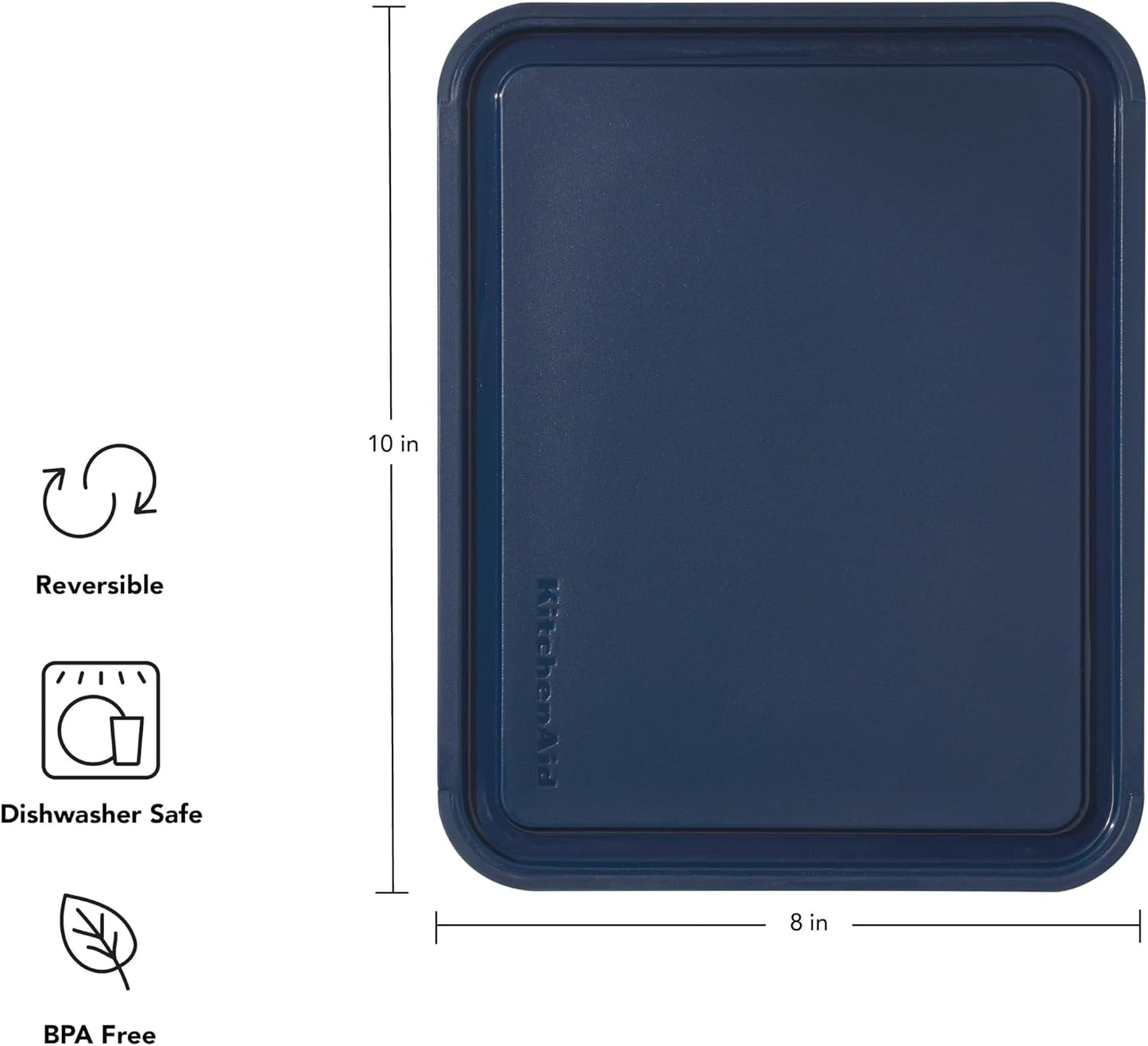 KitchenAid Classic Plastic Cutting Board with Perimeter Trench and Non Slip Edges, Dishwasher Safe, 12 inch x 18 inch, Gray