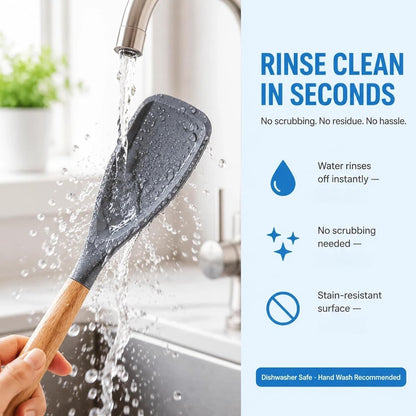 Silicone Cooking Spoon, Heat Resistant 600°F Spoonula for Nonstick Cookware