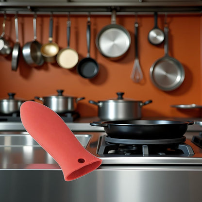 Red Heat-Resistant Silicone Hot Handle Holder Pot Sleeve Grip Handle Cover Potholder Sleeve Cookware Handles for Cast Iron, Pans, Metal Frying Pans, Skillets, Griddles Potholders and Oven Mitts