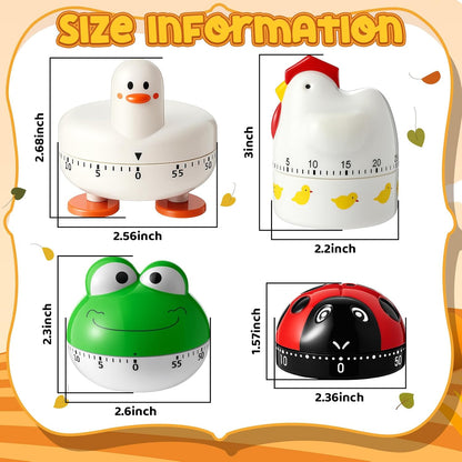 Amylove 4 Pcs Cute Mechanical Kitchen Timer Forest Animals 60 Minutes