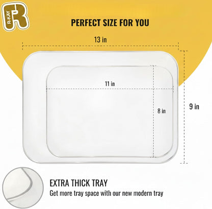 R-kay 3 Pack White Plastic Serving Trays for Party - Rectangular, 8 by 11 in, Heavy Duty Dessert Trays for Food