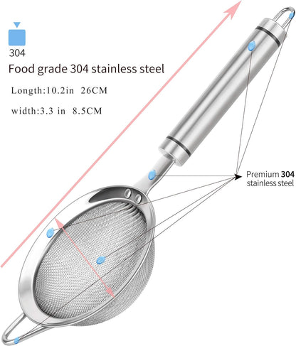 Fine Mesh Strainer with Handle Tea Sifter Stainless Steel Sieve