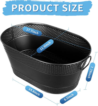 4 Gallon Galvanized Beverage Tub, 2 Pcs Heavy-Duty Ice Buckets Large Galvanized Drink Buckets with Handles for Catering Bars Parties