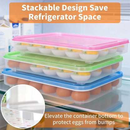 77L Deviled Egg Containers with Lid, (Set of 2), Plastic Egg Holder for Refrigerator for 48 Eggs, Clear Storage Deviled Egg Carrier Tray, Fridge Stackable Countertop Portable Egg Dispenser