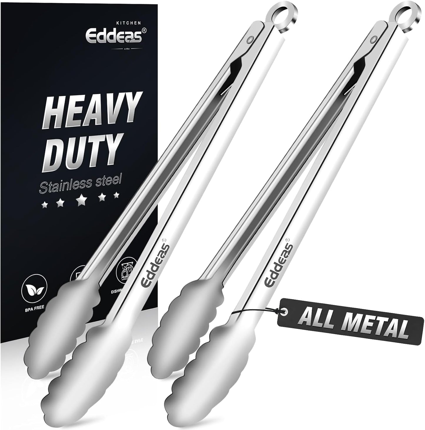 Eddeas Kitchen Tweezers Tongs, Cooking Tweezers Stainless Steel - 3 Size 12'' 10'' & 8 inch Ideal for Meat, pasta, plating and pinching delicate small pieces of food, Set of 3