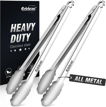 Eddeas Kitchen Tweezers Tongs, Cooking Tweezers Stainless Steel - 3 Size 12'' 10'' & 8 inch Ideal for Meat, pasta, plating and pinching delicate small pieces of food, Set of 3