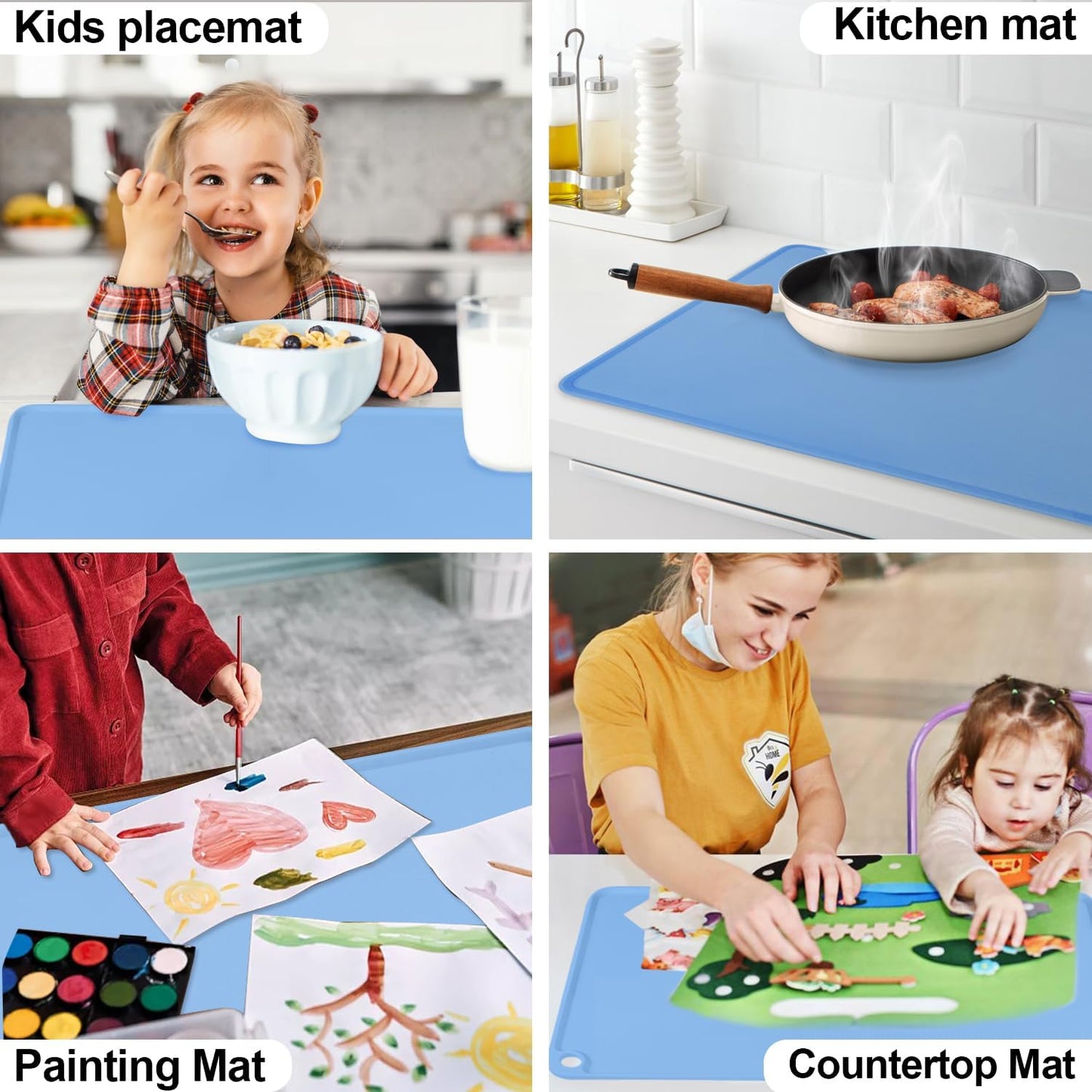 Extra Large Silicone Mat, 31.5x23.6 Inch Heat Resistant Mat for Kitchen Counter, Non Stick Silicone Baking Mat for Dough and Pastry, Thick Silicone placement Countertop Protector, Black countertop mat