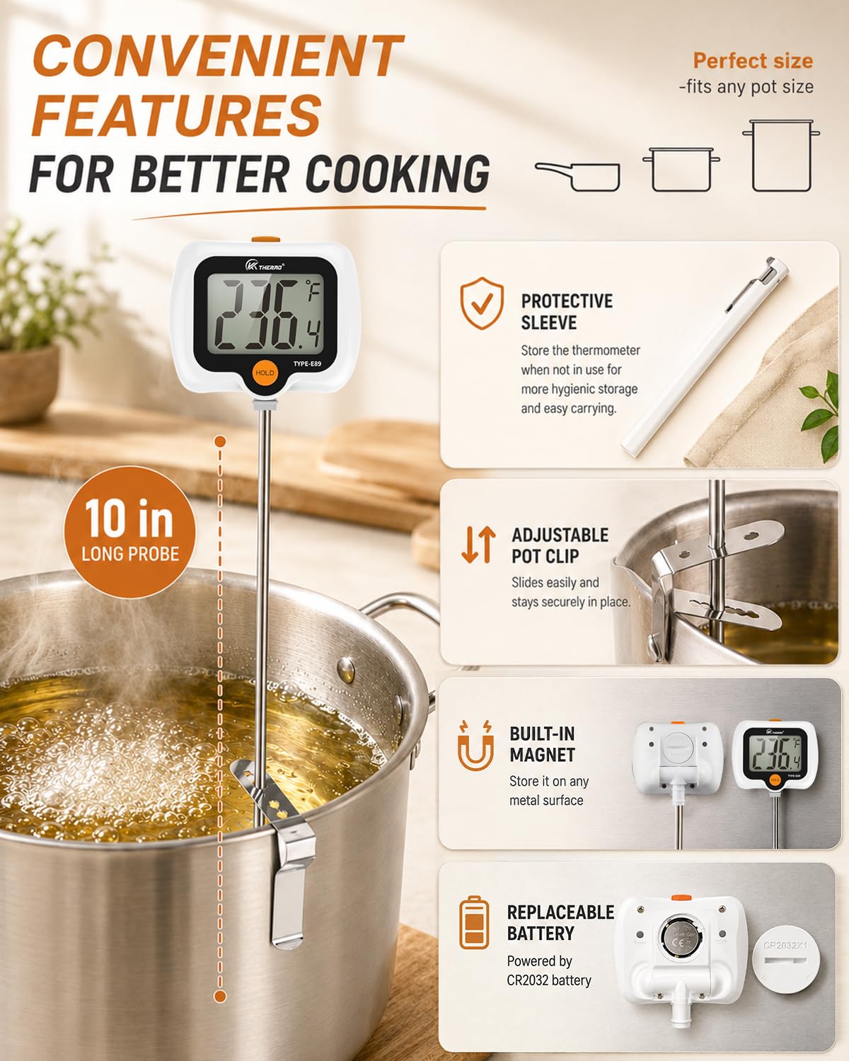 Oven Thermometer 2.75-Inch Dual Scale, 50-300°C/100-600°F, NSF 2‑Pack