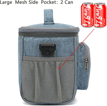 FlowFly Insulated Reusable Lunch Bag Adult Large Lunch Box for Women and Men with Adjustable Shoulder Strap,Front Zipper Pocket and Dual Large Mesh Side Pockets,Cherry - Colors A