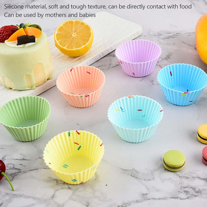 48 Pack Silicone Muffin Cups, Silicone Baking Cups, Muffin Liners, Reusable Cupcake Liners Nonstick, 9 Shapes Pastry Cake Molds Bento Lunch Box Dividers