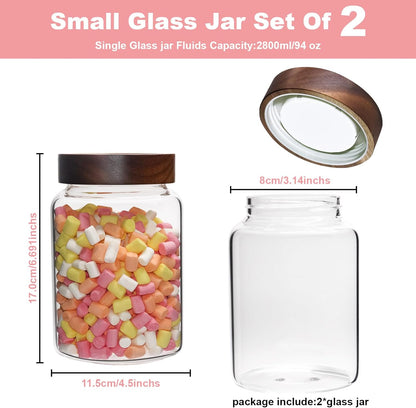 6 pc Glass Spice jars Glass Jars with Screw Lid 5 oz Acacia Wood Glass Herb Sugar Coffee Bean Ground Container Food Storage Canister for Candy Pantry Tea Seasoning Meal Prep Snack (6*150ml(5oz))