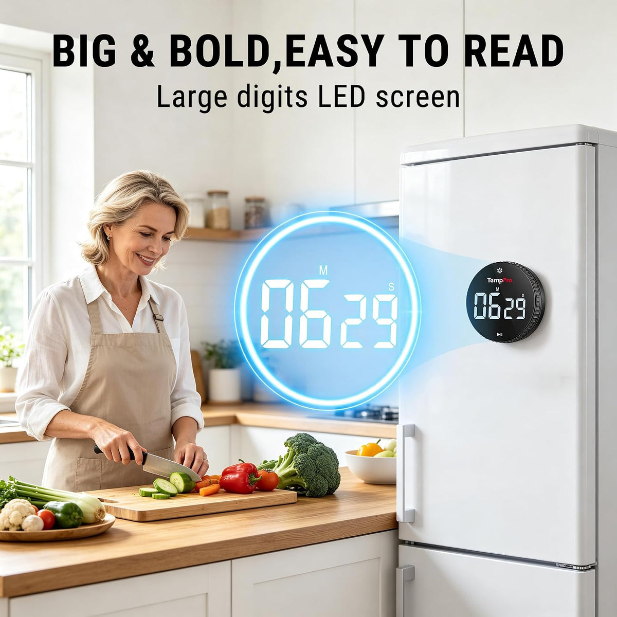 TempPro TM01 2-in-1 Kitchen Timers for Cooking with 12/24H Clock Mode