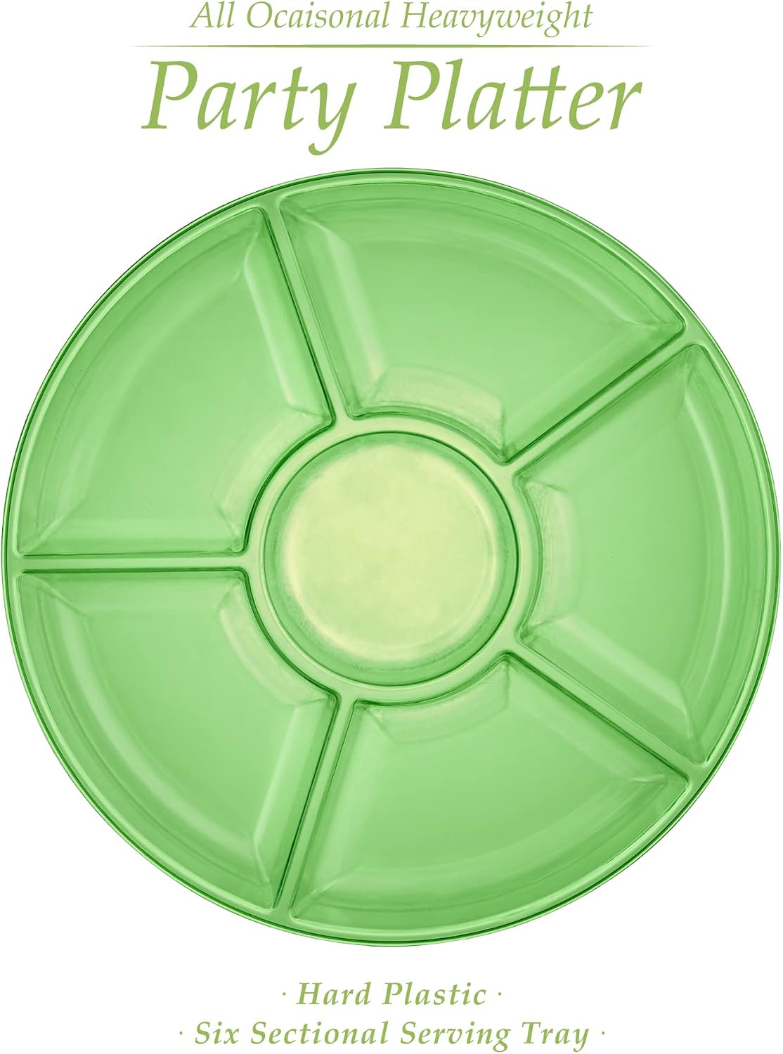 Plasticpro 6 Sectional Round Plastic Serving Tray/Platter (4, Clear)