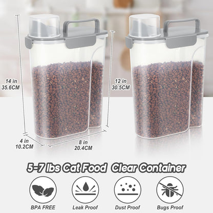 LEAWALK 5-7Lbs Dog Cat Food Storage Container with Upgraded Large Nozzle BPA-free, 4 Snap Seals Plastic Pet Food Storage Containers with Handles are Easy to Clean and Carry