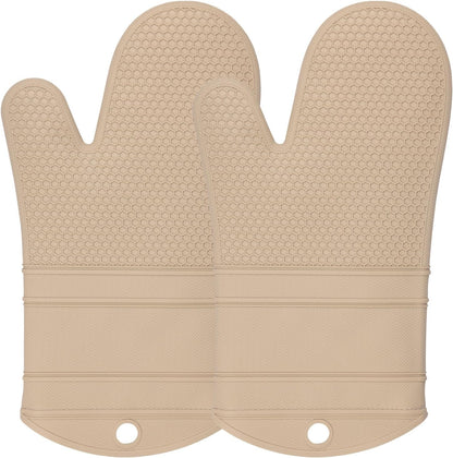 Yutat Silicone Oven Mitts - Oven Mitts and Pot Holders Sets Made of Non-Slip & BPA-Free Silicone, High Heat Resistant 500 Degrees, Perfect for Kitchen Cooking Baking BBQ, Peak Green
