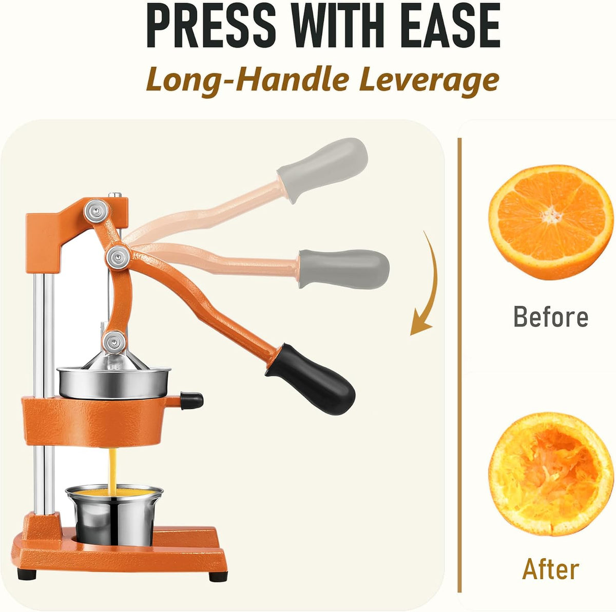 TONGCHANT Cast Iron Manual Juicer for Orange Lemon Citrus Fruit & Lime