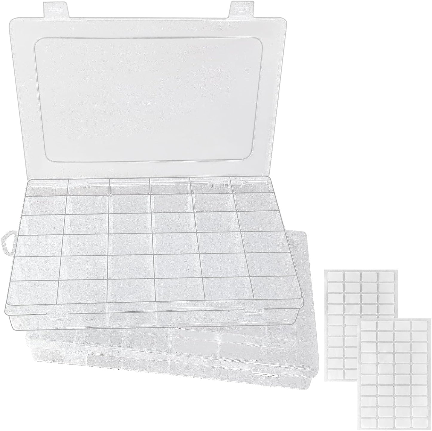 Guyuyii 4 Pack 36-Grid Plastic Clear Organizer Box with Adjustable Dividers | for Fishing Tackle, Craft, Jewelry Making, Diamond Painting, Beads, Earrings, Nail Art Supplies, Seeds, Small Hardware