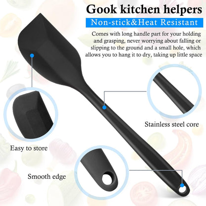 Shappy 4 Pieces Silicone Cooking Spoons 10.6 Inch Heat Resistant Kitchen Spoons for Mixing, Serving and Stirring Upgrade Large Non Stick Basting Utensils, Dishwasher Safe(Spoon,Fashionable Color)