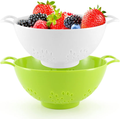 Meadow Lane 6-inch Small Colander, BPA-Free, Dishwasher Safe, Double Handles, Compact Food Strainer for Berries, Veggies and Pasta, 3-Cup Capacity, Smooth White