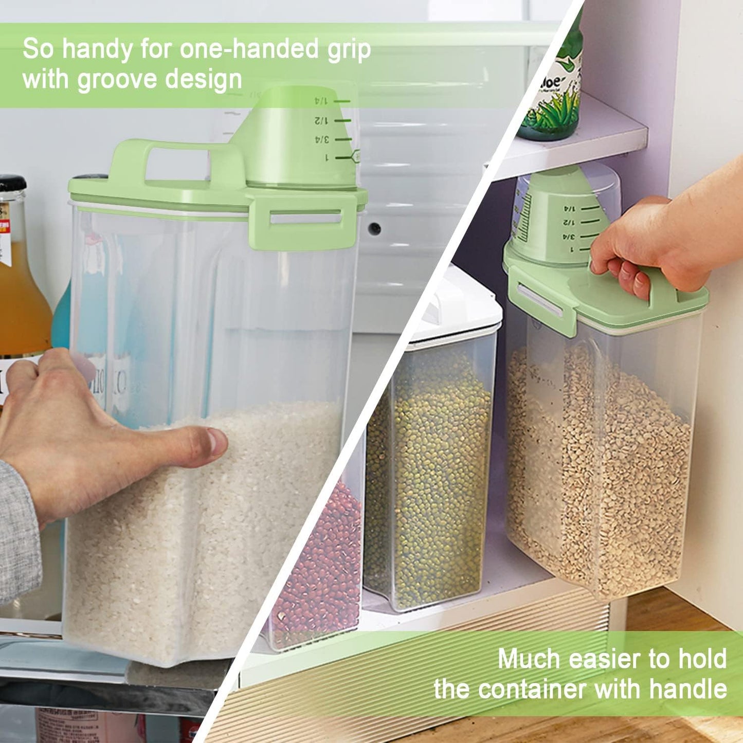 TBMax Rice Container 10 Lbs, Cereal Container Oatmeal Storage, Airtight Food Dispenser with Easy-pouring Spout & Handy Cup for Flour Grain Beans, Pet Dog Cat Bird Food Storage Container