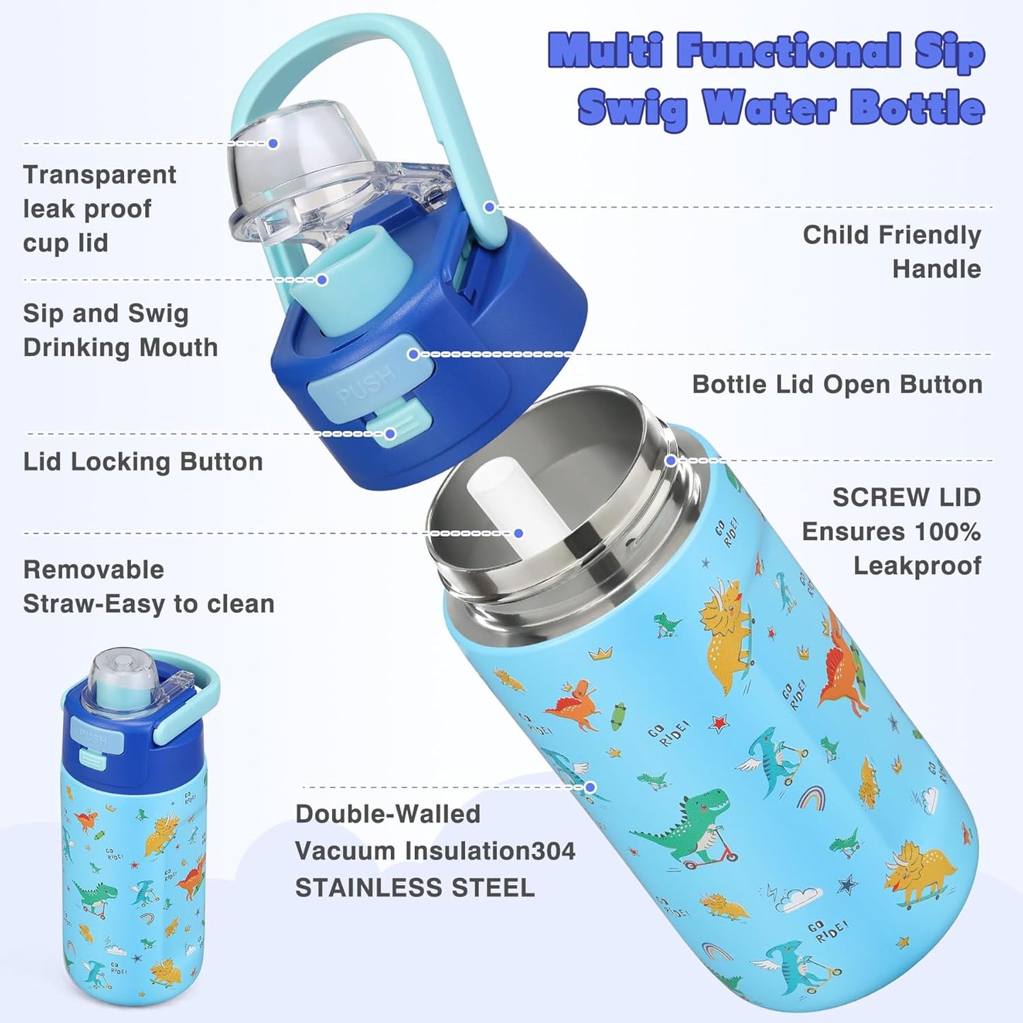 Bento Lunch Box for Kids with 7oz Soup Thermo,Insulated Stainless Steel Kids Water Bottle with Straw and Insulated Lunch Bag,Leak-Proof Lunch Food Container with Ice Pack for School (Purple-Mermaid)