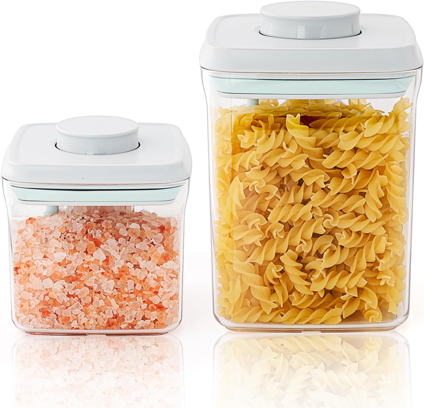 Airtight Food Storage Containers, 4-Piece Set, 1.3-3.5 Qt, Pop-Top Lids | Clear Stackable Pantry Jars for Flour, Sugar, Cereal, Oats, Pasta, Snacks, Baking Ingredients and Small Kitchen Organization