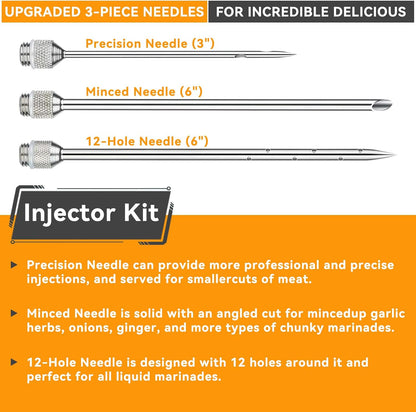 Meat Injector, Marinade Injector with 3 Marinade Needles