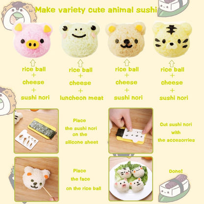 Rice Ball Molds 21PCS Onigiri Mold Set Cute Animal Sushi Molds Rice Shaper Rice Ball Shaker Bento Box Accessories DIY with Nori Seaweed Punch Cutter Food Picks