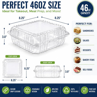 3 Compartment Food Containers with Lids, 25 Pack, 38 Oz Take Out Containers, Reusable Meal Prep Containers, Microwave Safe Lunch Boxes, Food Storage Containers for Catering, Restaurant & To Go Meals