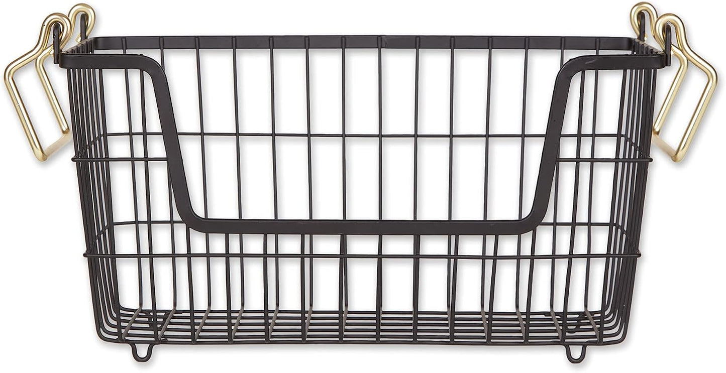 DII Metal Wire Mesh Stackable Utility Storage Bin, Small Round, 12x12x10", Bronze