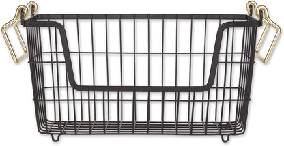 DII Metal Wire Mesh Stackable Utility Storage Bin, Small Round, 12x12x10", Bronze
