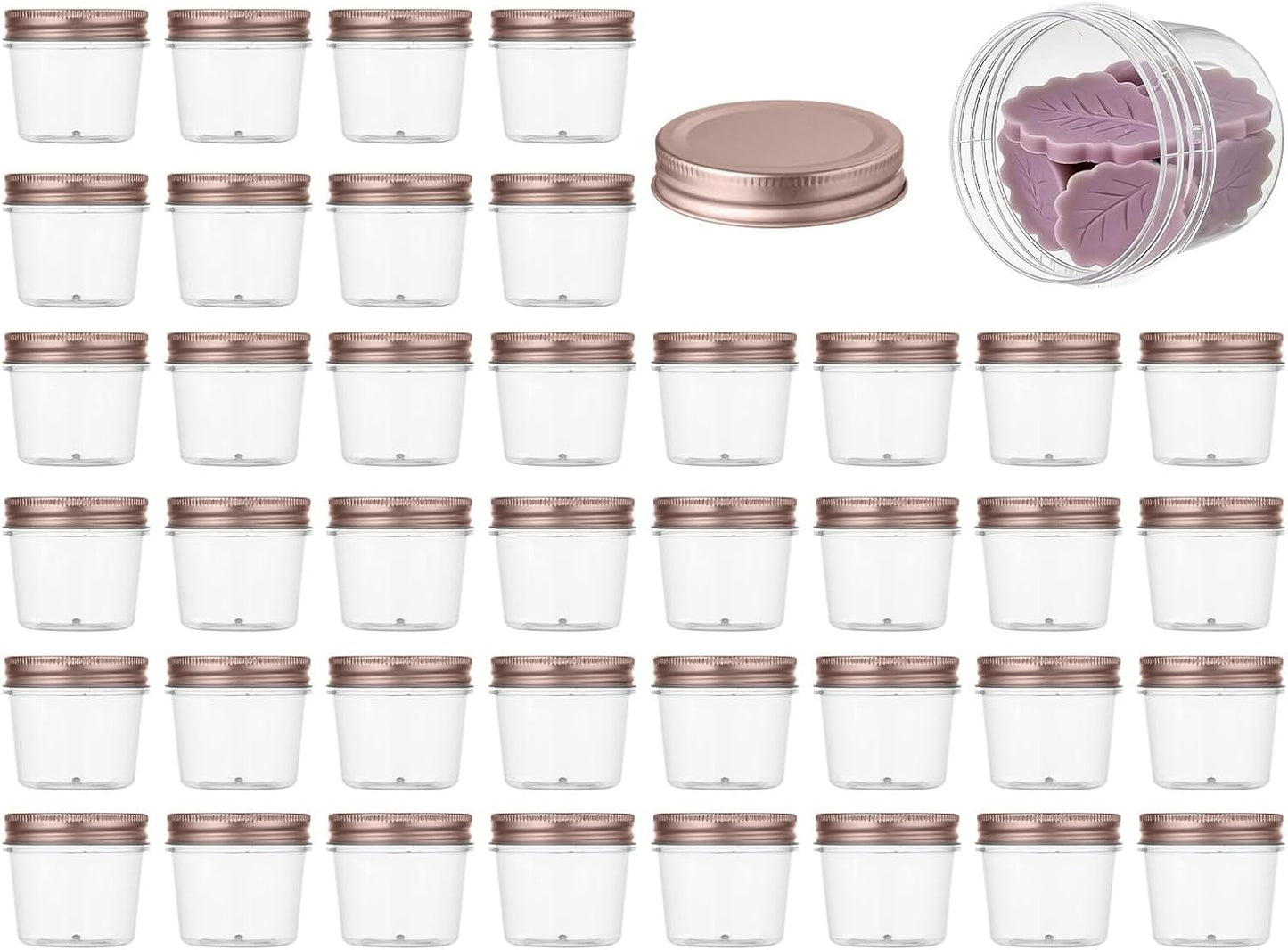 novelinks 4 oz Small Plastic Jars with Lids, 40 Pack Mini Plastic Mason Jars with Lids 4oz, Craft Storage Containers & Canning Jars & Small Spice Jars for Kitchen Organization (40 Pack,Black)