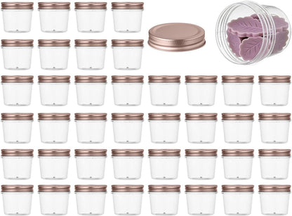 novelinks 4 oz Small Plastic Jars with Lids, 40 Pack Mini Plastic Mason Jars with Lids 4oz, Craft Storage Containers & Canning Jars & Small Spice Jars for Kitchen Organization (40 Pack,Black)