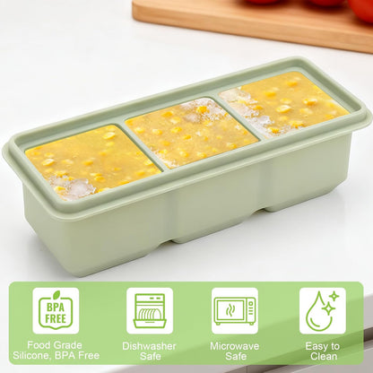 Juome Silicone Freezer Trays with Lid for Soup Cubes, 6 Pack Silicone Soup Freezer Molds for Meal Prep, 1& 3& 6-Cup Portion Soups Freezer Containers for Souper Ice Cube Food Storage, Dishwasher Safe