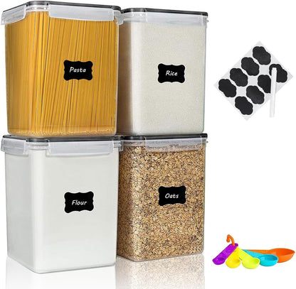 42pcs Airtight Containers, Clear Stackable Dry Food Storage | 42pk clear airtight containers with tight lids keep dry food fresh. Safe plastic, stackable for pantry kitchen storage