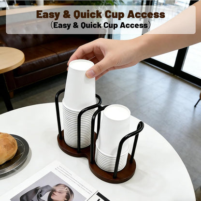 Wood Bathroom Cup Holder, Disposable Cup Dispenser, Plastic Mouthwash Cup Storage Organizer for Cups -Perfect for Office, Kitchen, Gym, School or Cafes (Black)