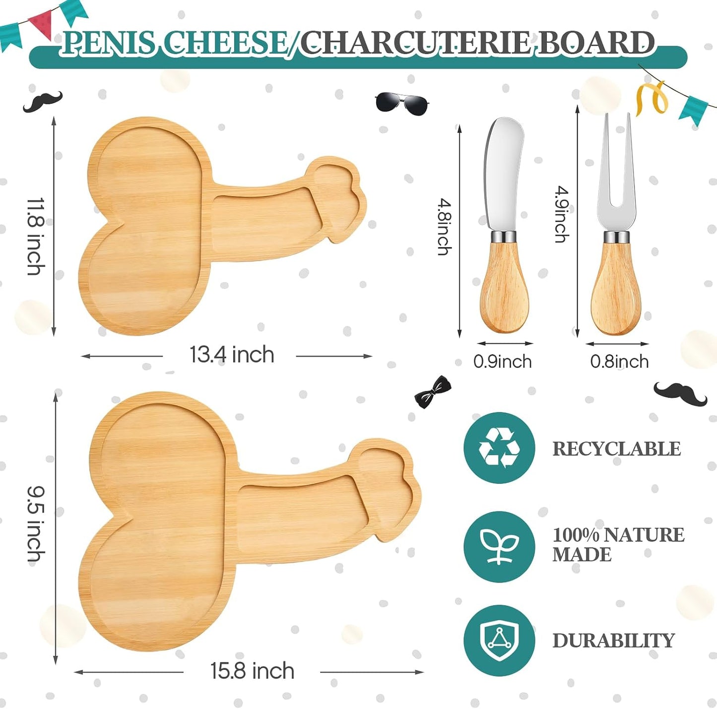 Patelai 24 Set Bridal Baby Shower Favor Heart Cheese Board with Knife, Wood Mini Charcuterie Board Thank You Gift Box for Guest Bridal Baby Shower Prize Wedding Valentines Birthday (Bamboo Color)
