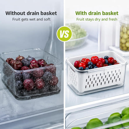 Fruit Storage Containers for Fridge (5x3.3x2.6 Inch)