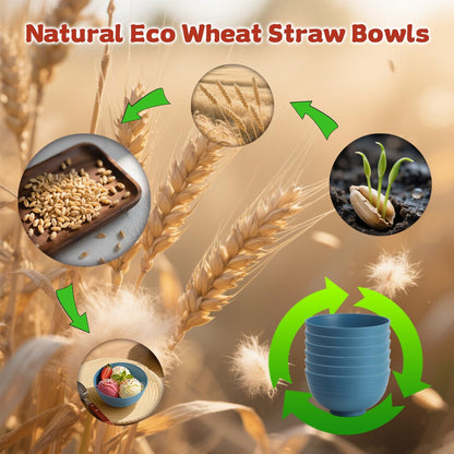 Wrova Wheat Straw Bowls for Kitchen set of 6,Anti-Scald Thick Soup Bowls 40oz,Microwave and Dishwasher Safe Bowl Sets, Unbreakable Cereal Bowl Sets. Vibrant Series